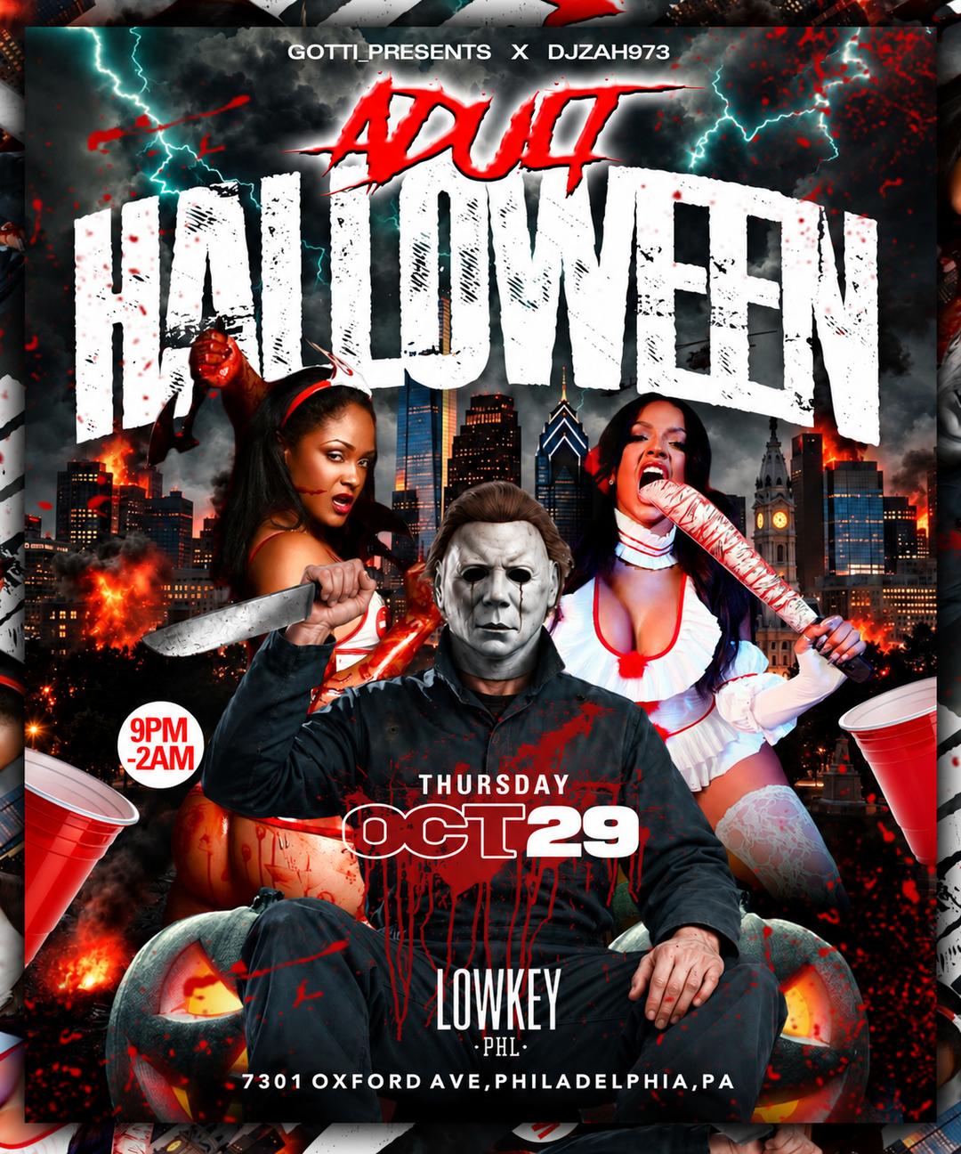 The Adult Halloween Party event flyer