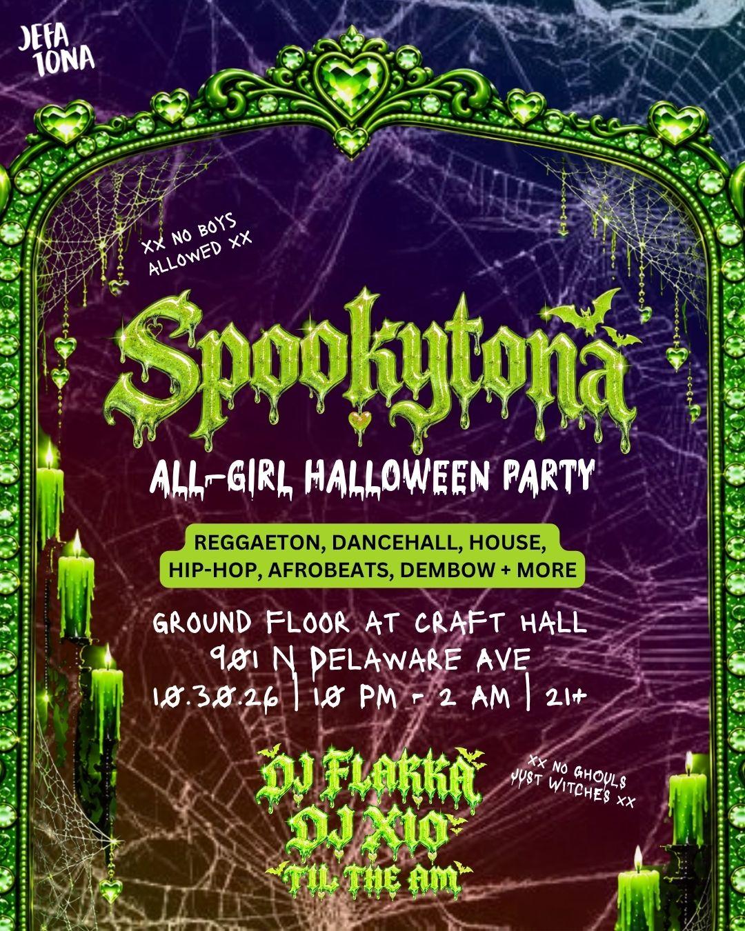 Spookytona - All Girl Halloween Costume Party event flyer