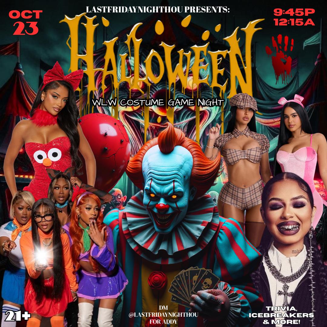 HALLOWEEN WLW COSTUME GAME NIGHT event flyer
