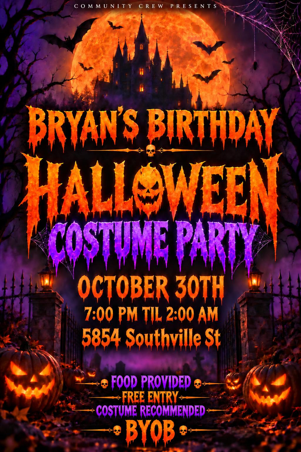 Halloween Costume Birthday Party event flyer