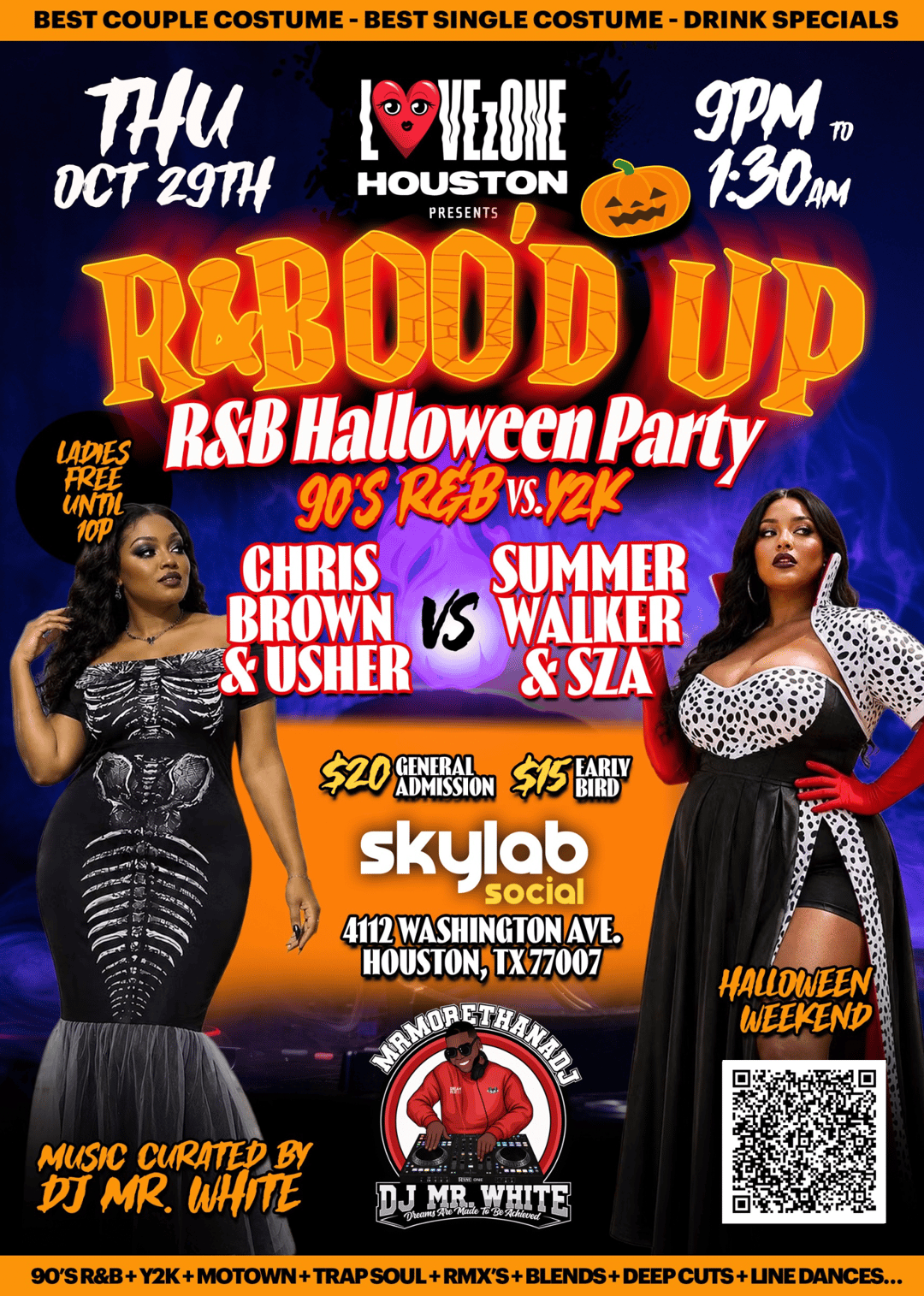 R&Boo’d Up R&B Halloween Party at SkyLab Social event flyer
