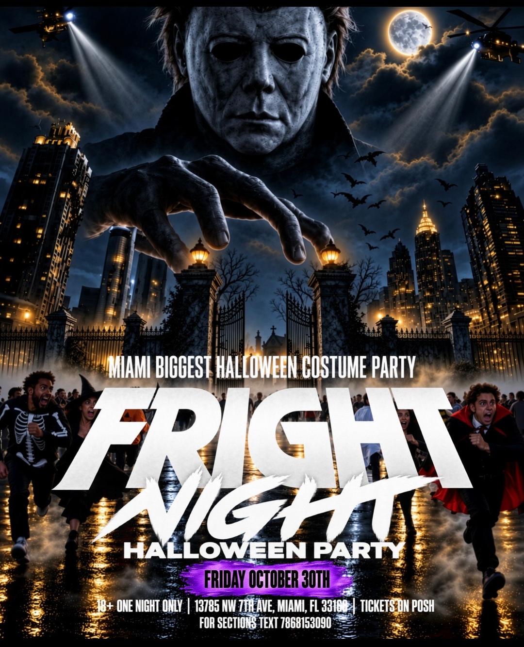 FRIGHT NIGHT HALLOWEEN EVE (Miami  Biggest Halloween Costume Party) event flyer