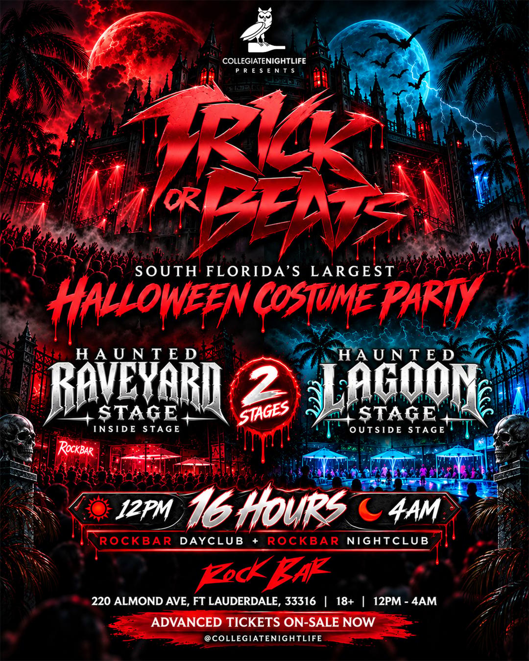 TRICK OR BEATS: 16 HOURS OF HALLOWEEN AT ROCK BAR event flyer