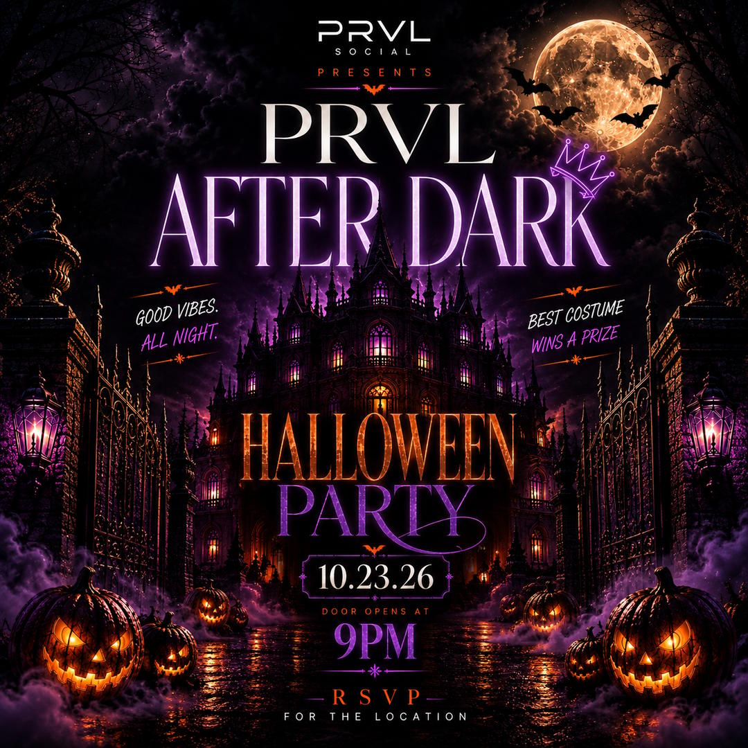 PRVL AFTER DARK HALLOWEEN event flyer