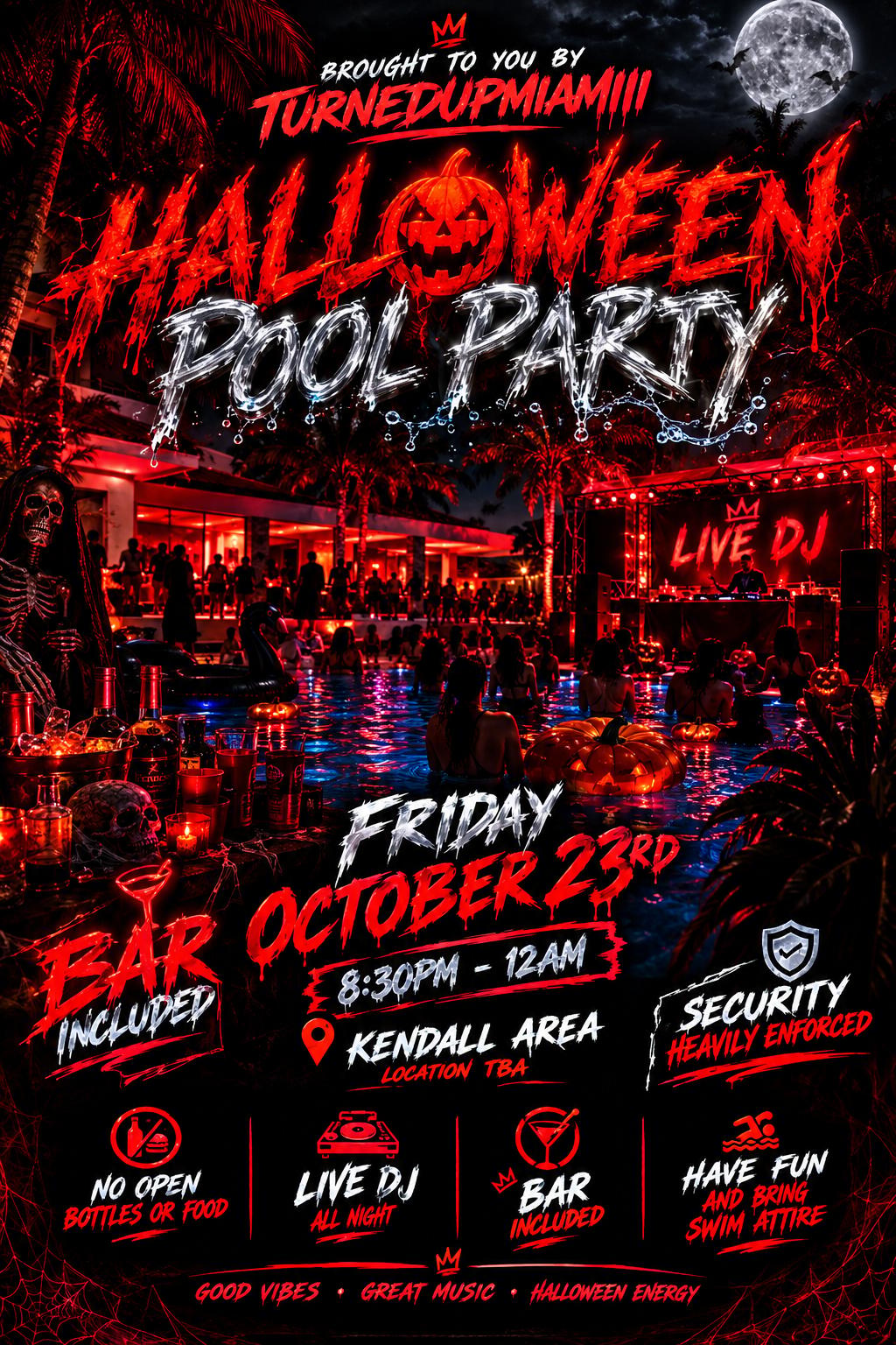 Halloween Pool Party event flyer