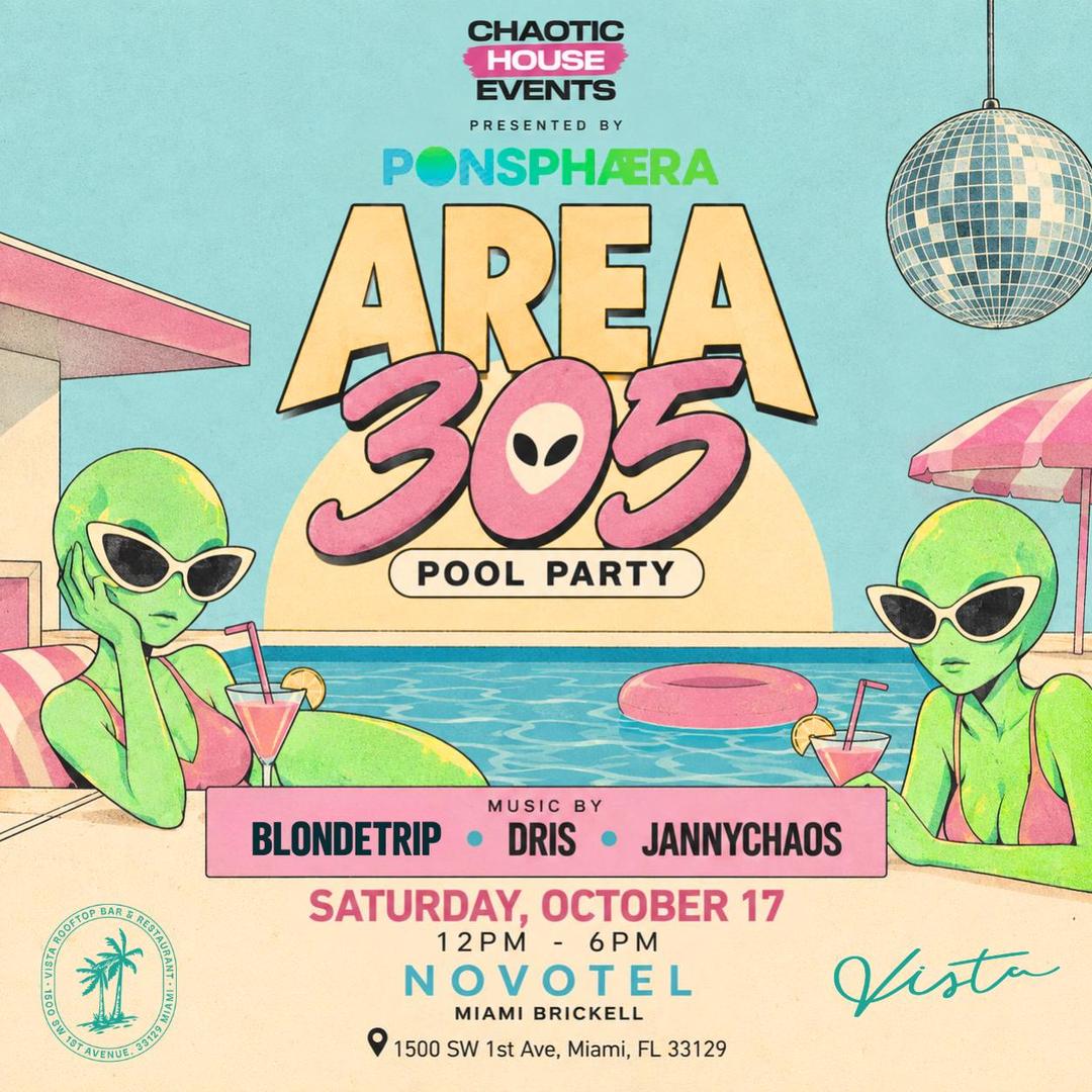 Official Halloween pool party edition - AREA 305 event flyer