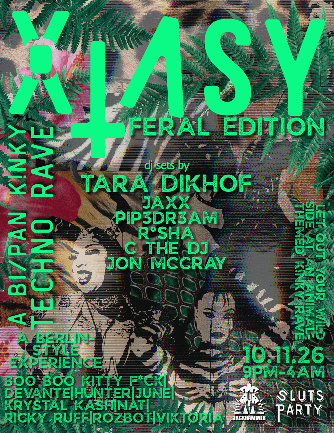 Xtasy XII: FERAL HALLOWEEN w/ Tara Dikhof (A bi/pan kinky techno rave) event flyer