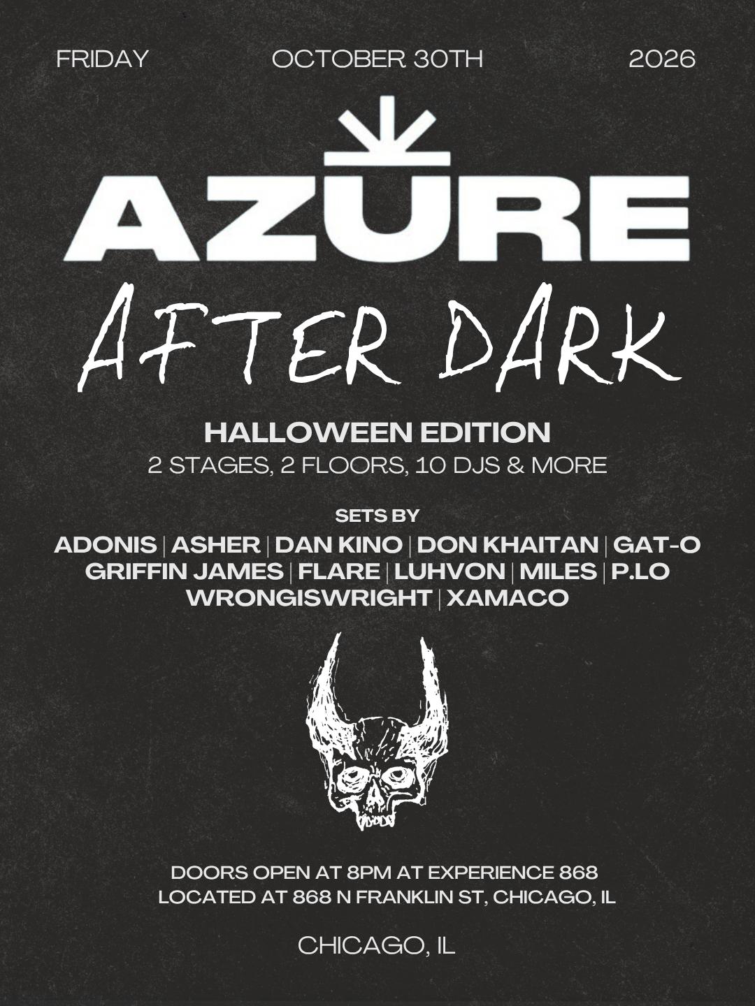 Azure Presents: Azure After Dark Halloween Edition 10/30 event flyer
