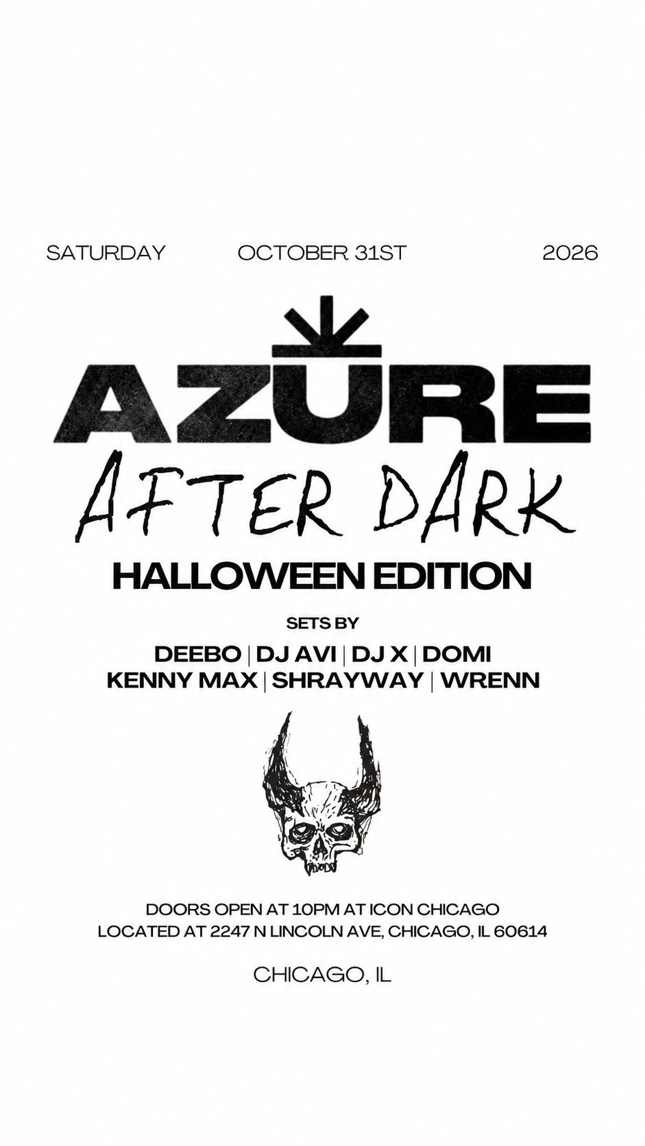 Azure Presents: Azure After Dark Halloween Edition 10/31 event flyer