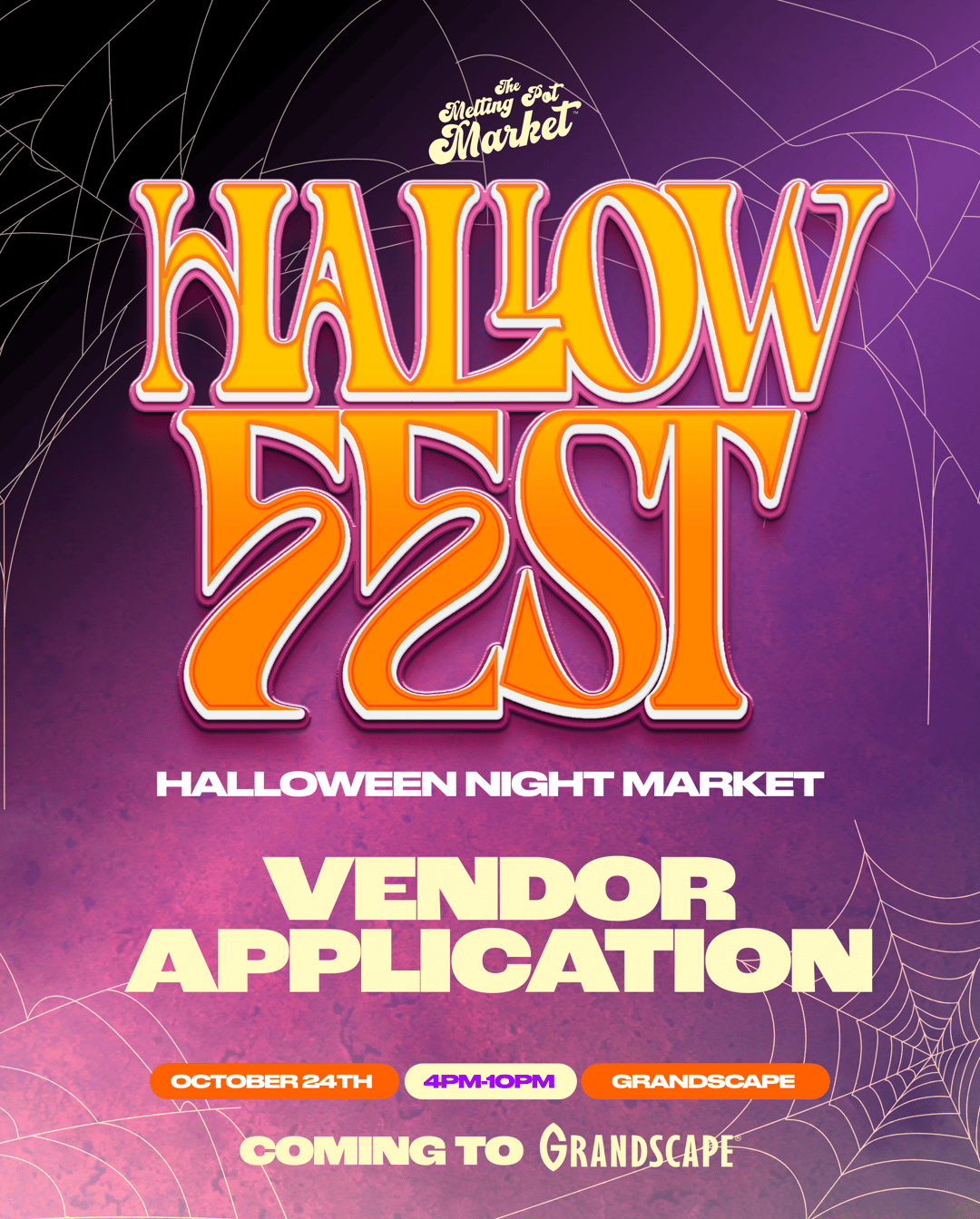 HALLOWFEST 2026 at Grandscape: Saturday, October 24th : Vendor Registration event flyer