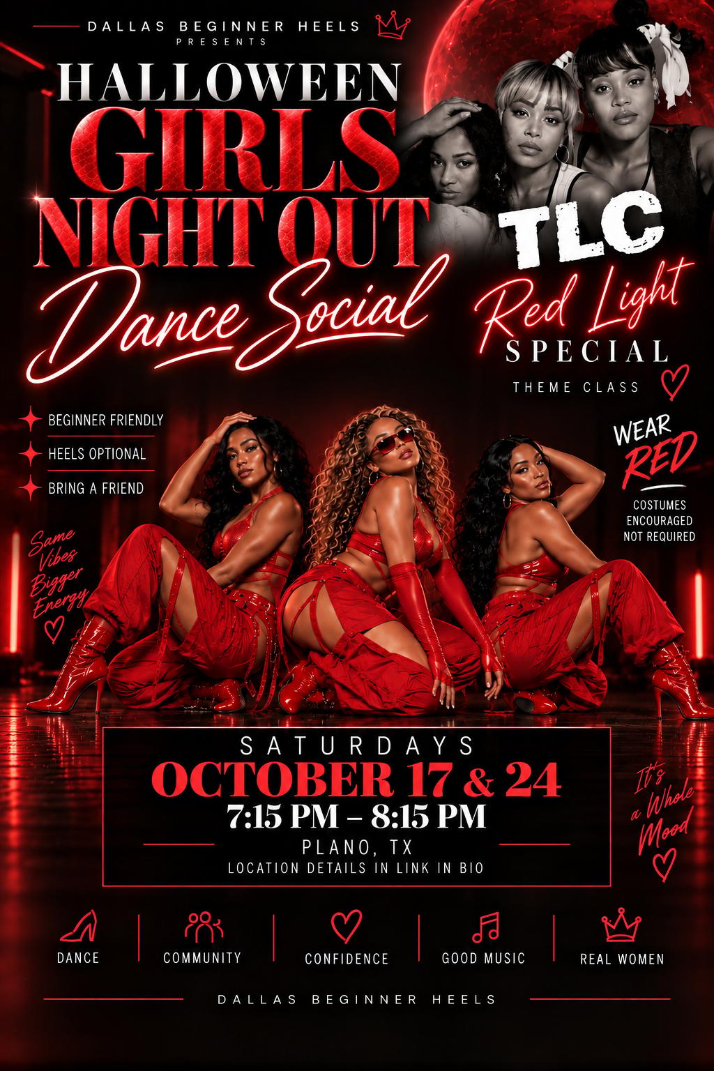 Halloween Girls Night Out Dance Social ❤️‍🔥 event flyer