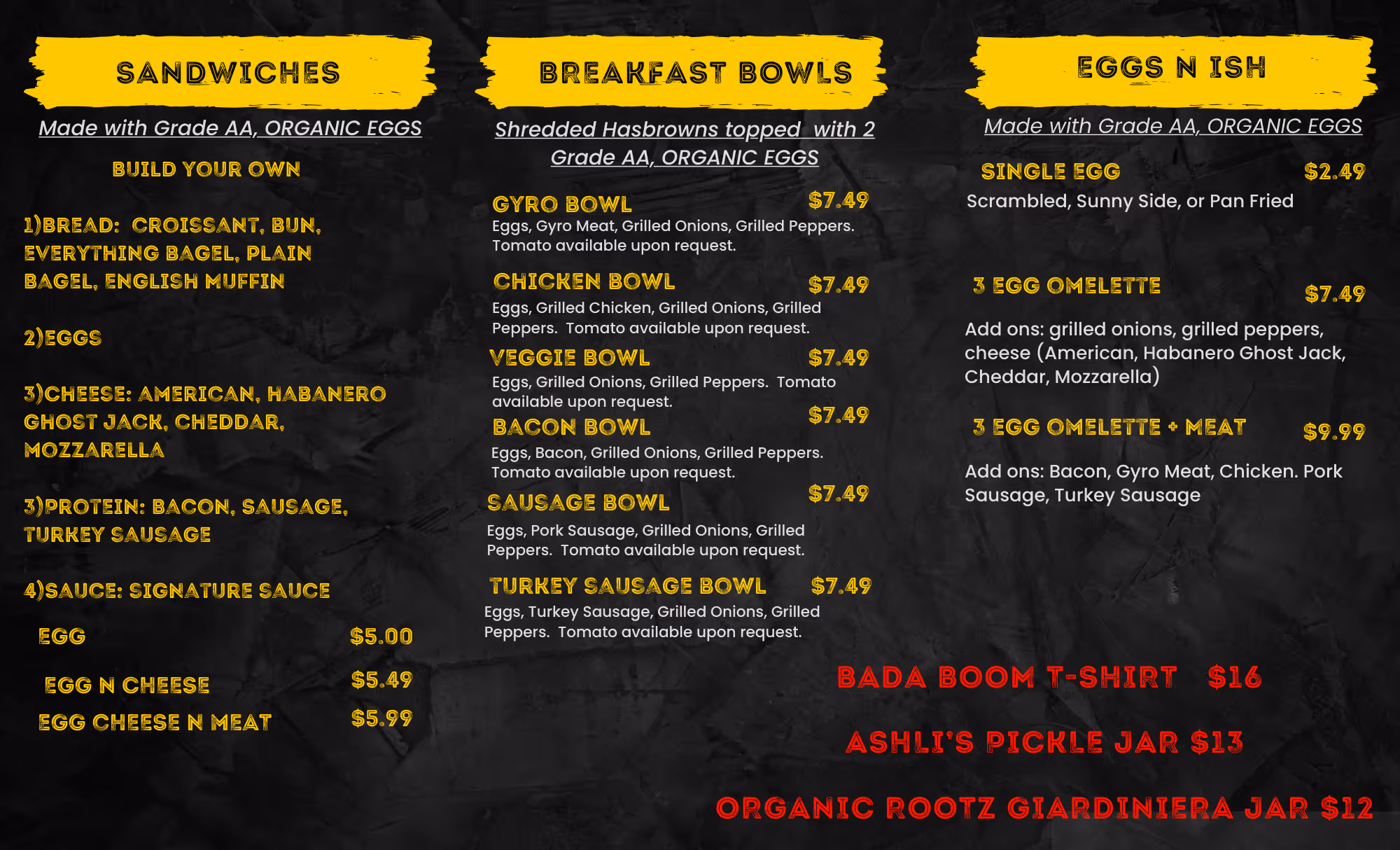 image of popular menu items (for a food truck)