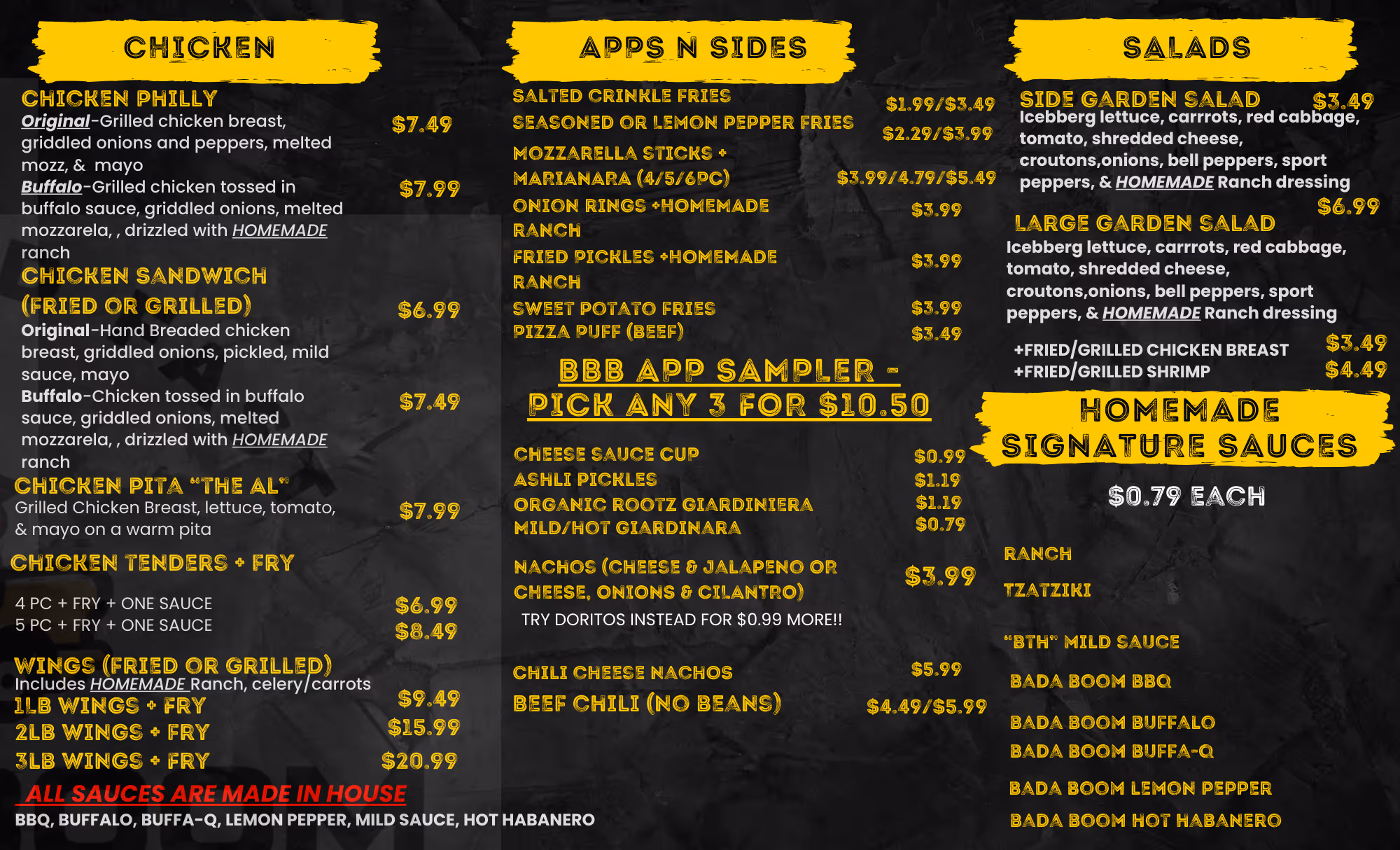 image of popular menu items (for a food truck)