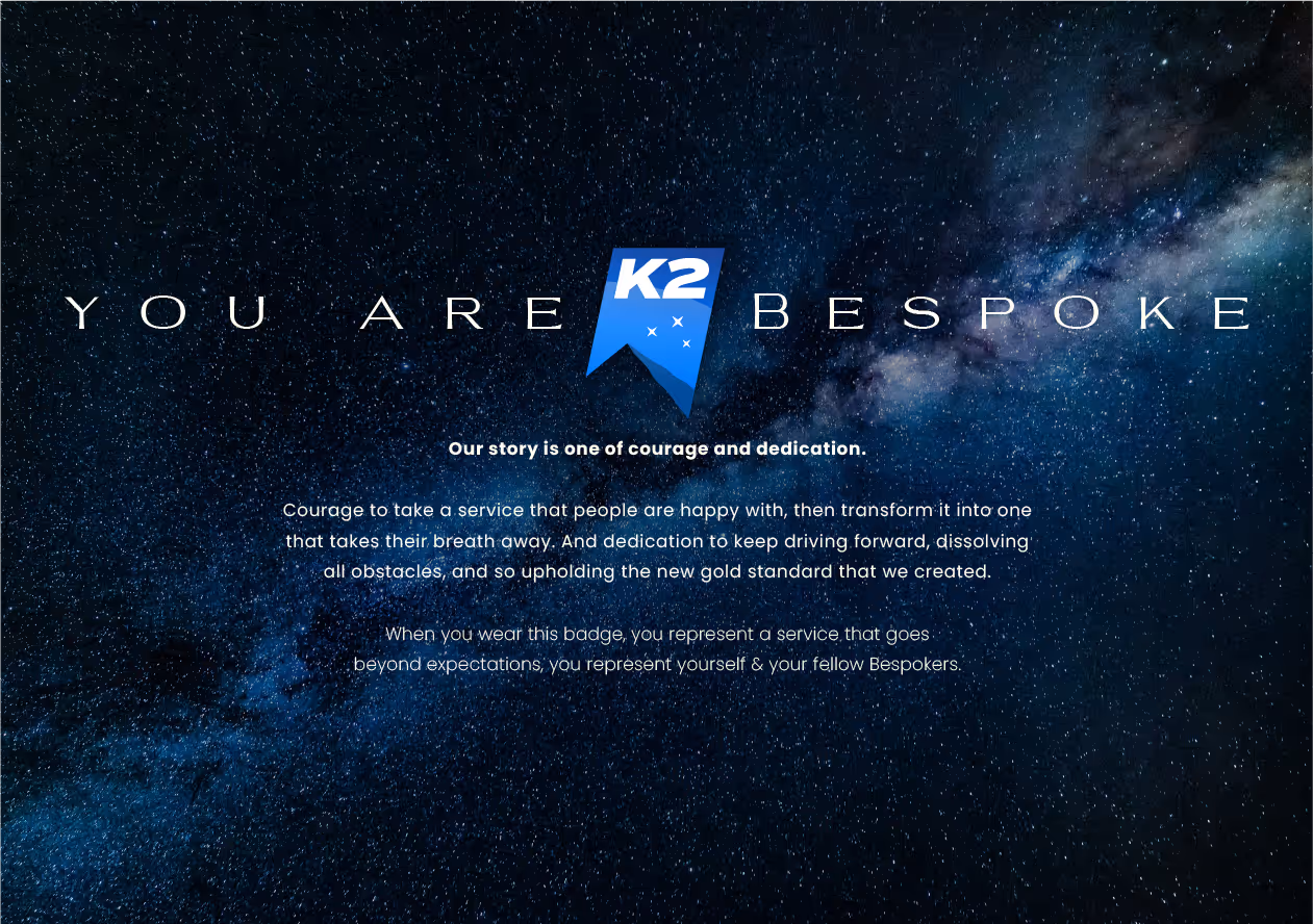k2 bespoke logo included in sentence