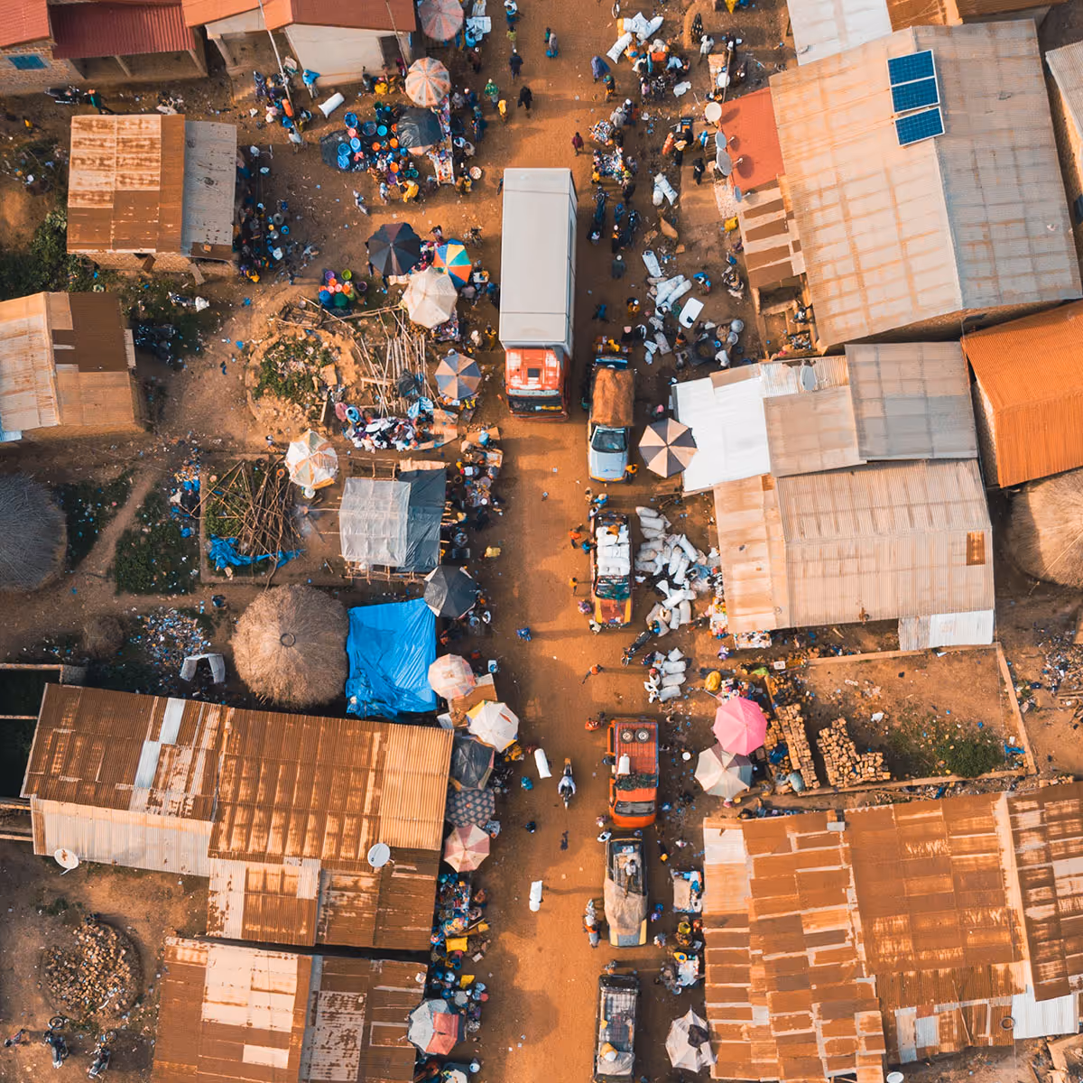 Market from above in Guinea, West Africa