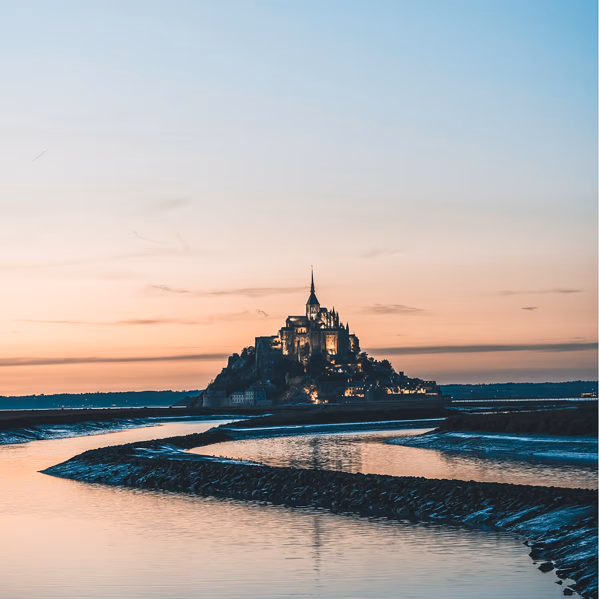 Mont st Michelle at sunset in France
