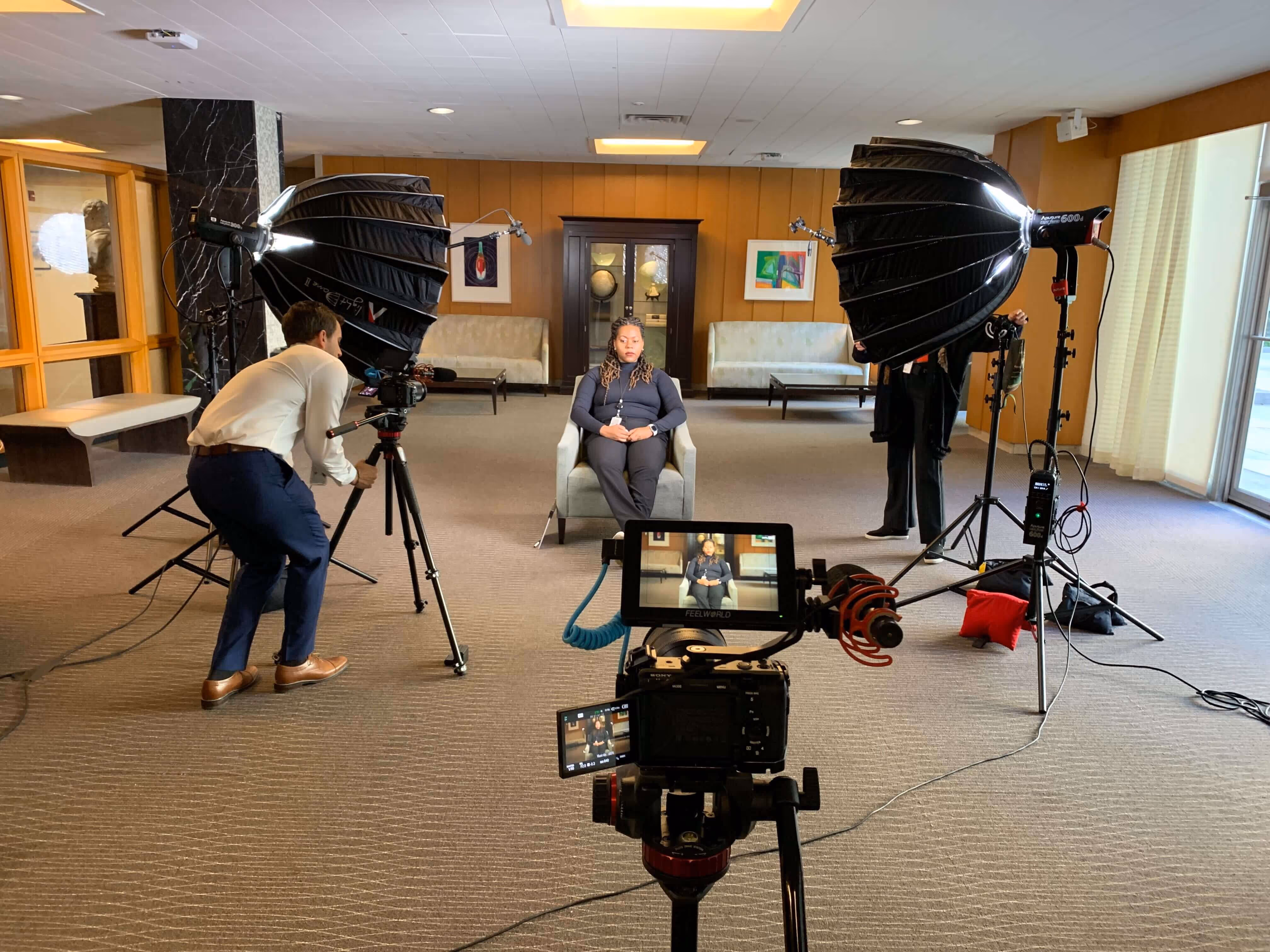 Behind the scenes of a video production led by Colt Bradley, documentary filmmaker