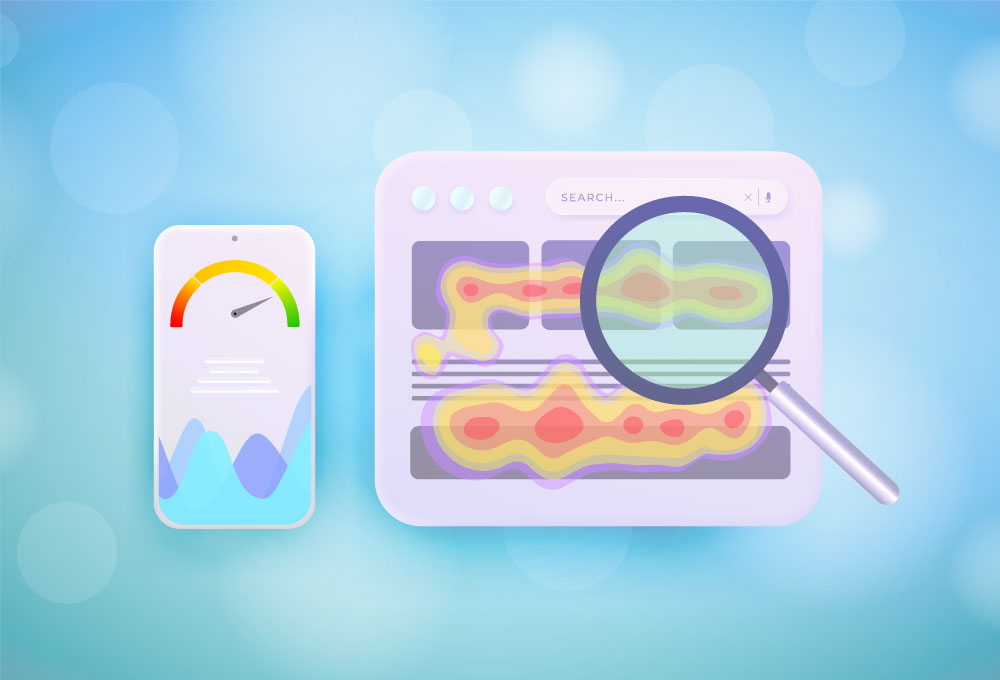 Colorful website heatmap showing areas of high user interaction