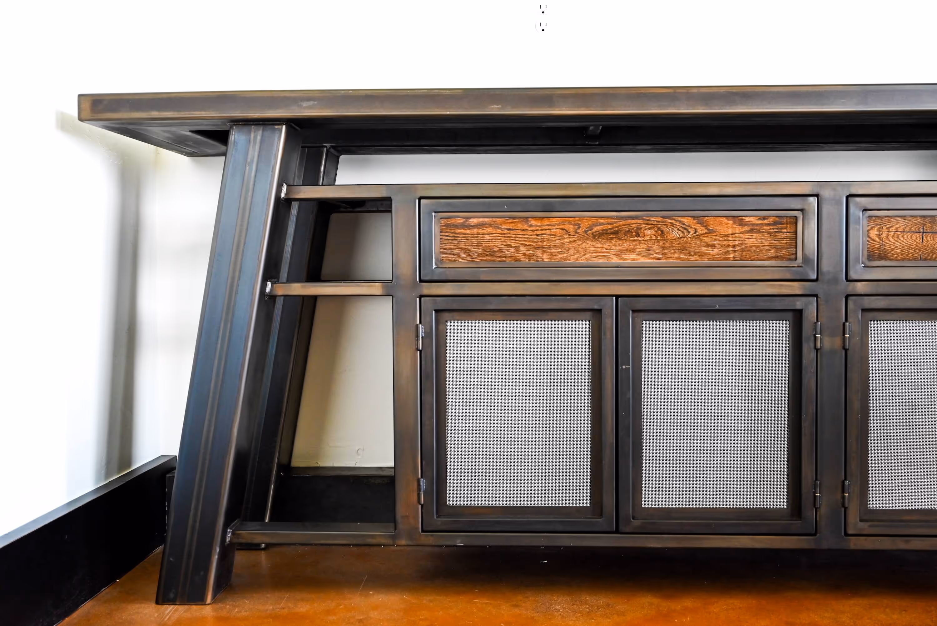 Entertainment center built by Flight Fabrication