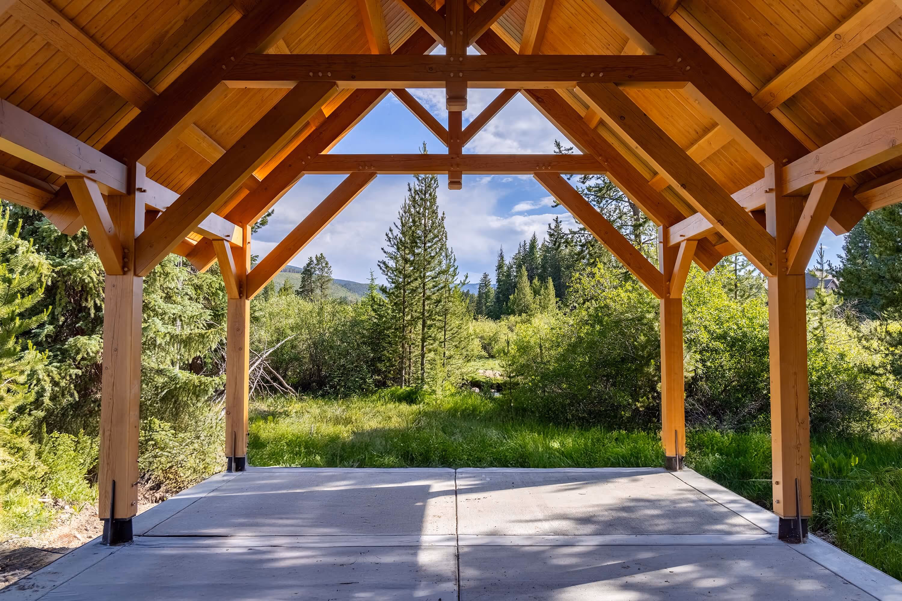 Timber framing by Flight Fabrication at the Riverwalk development, in Winter Park