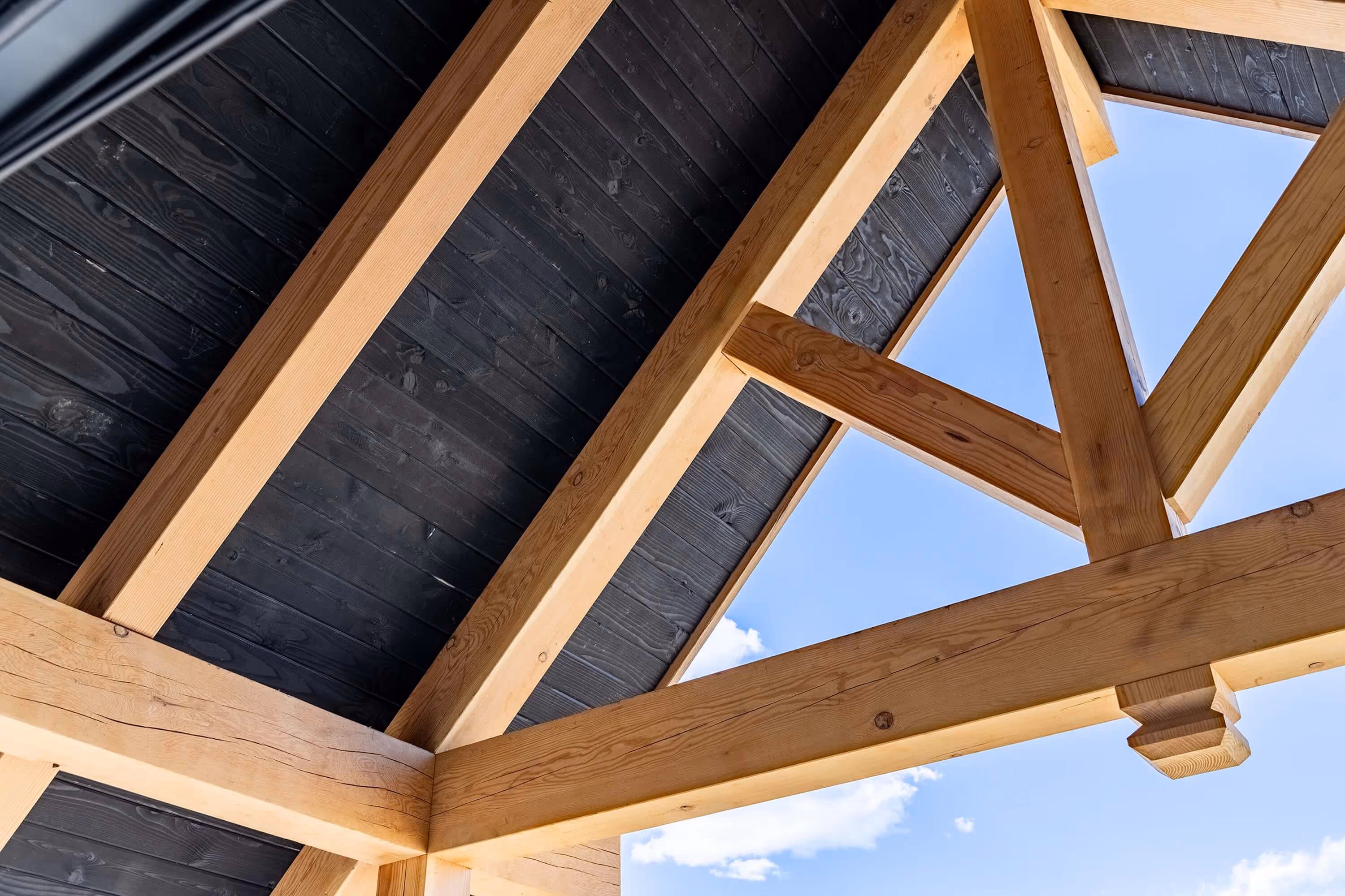 Timber framing by Flight Fabrication in the Riverwalk development, in Winter Park
