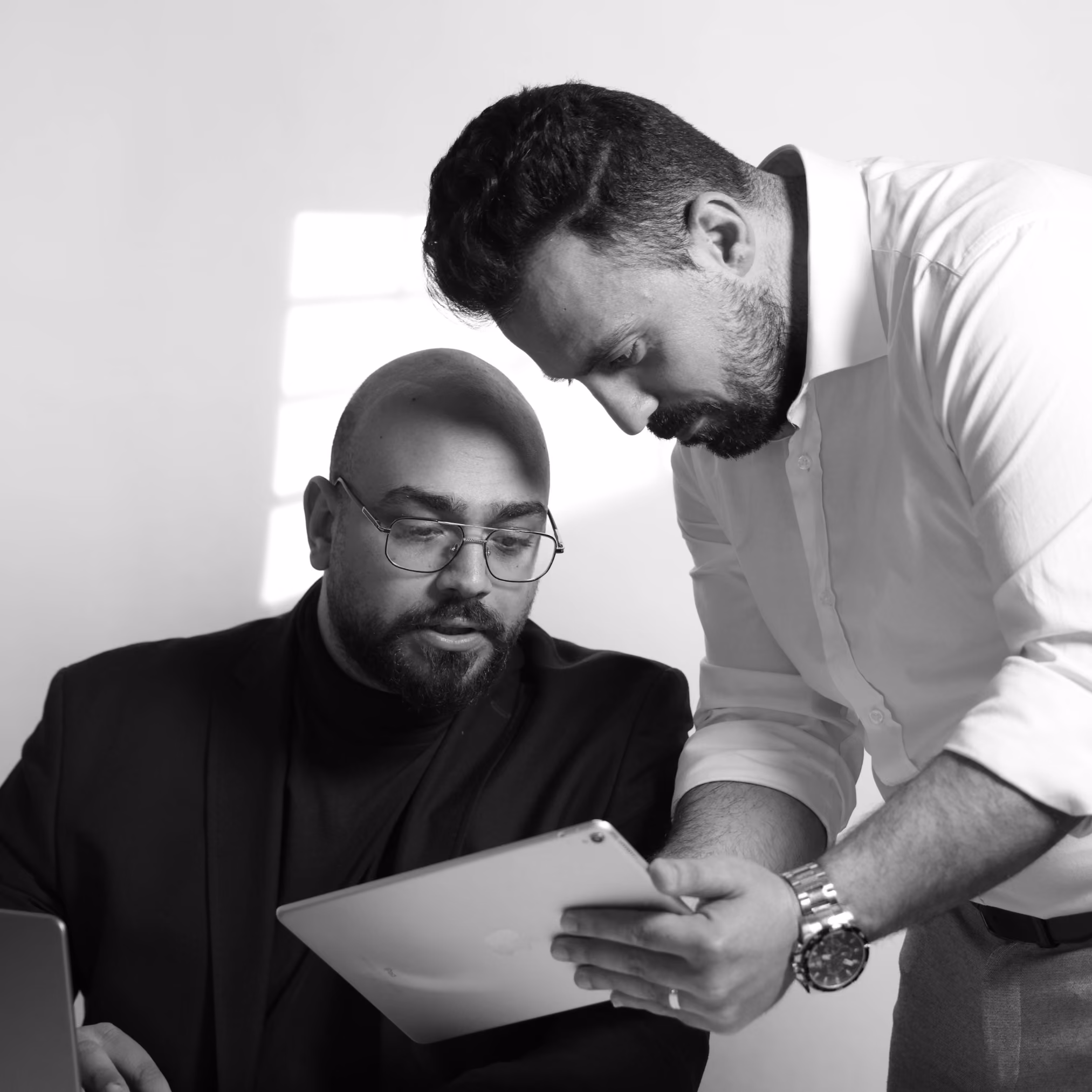 Dominique Tarabay and Wassim Shaaban collaborating on a sonic branding project for a creative agency