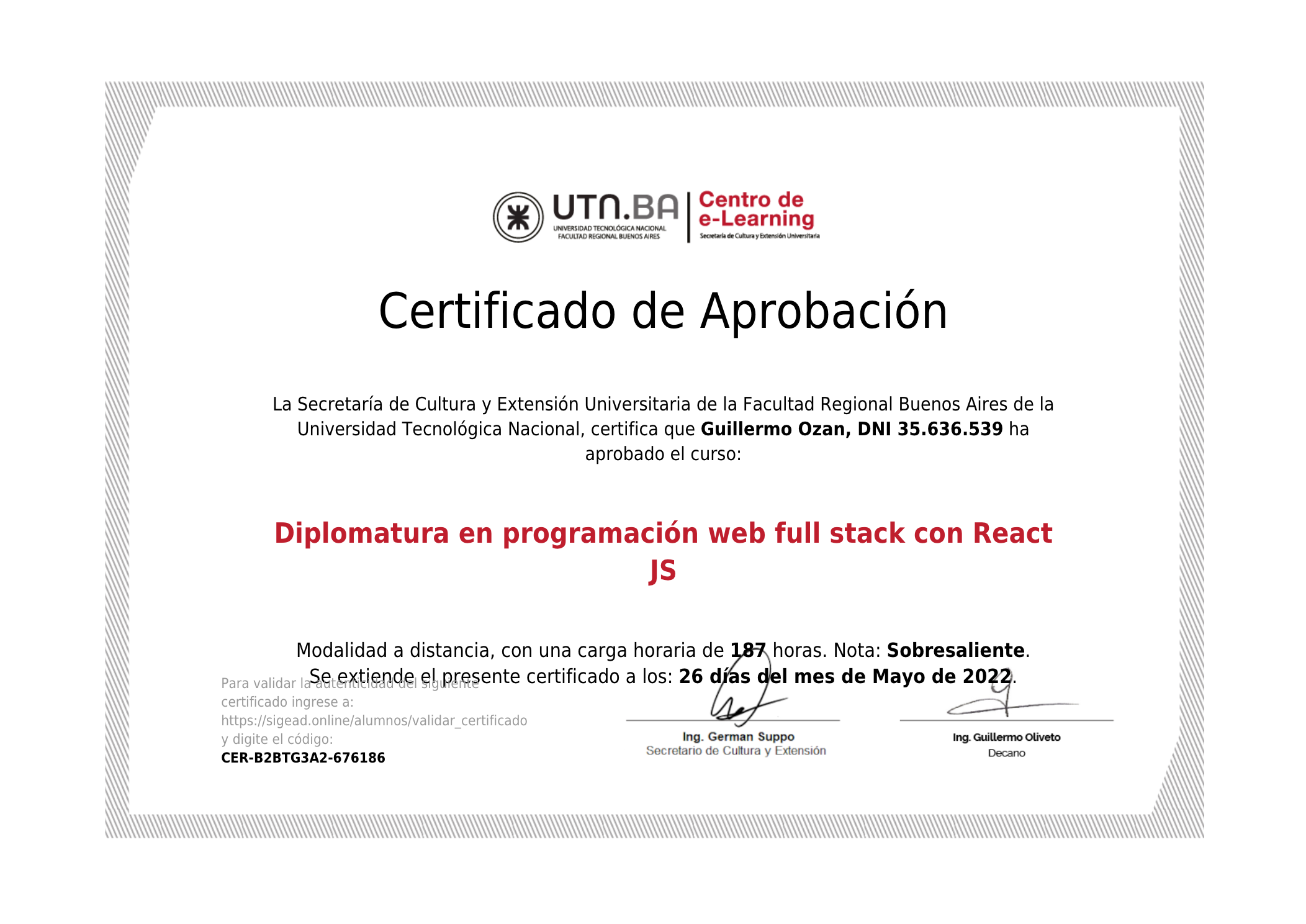 Certification