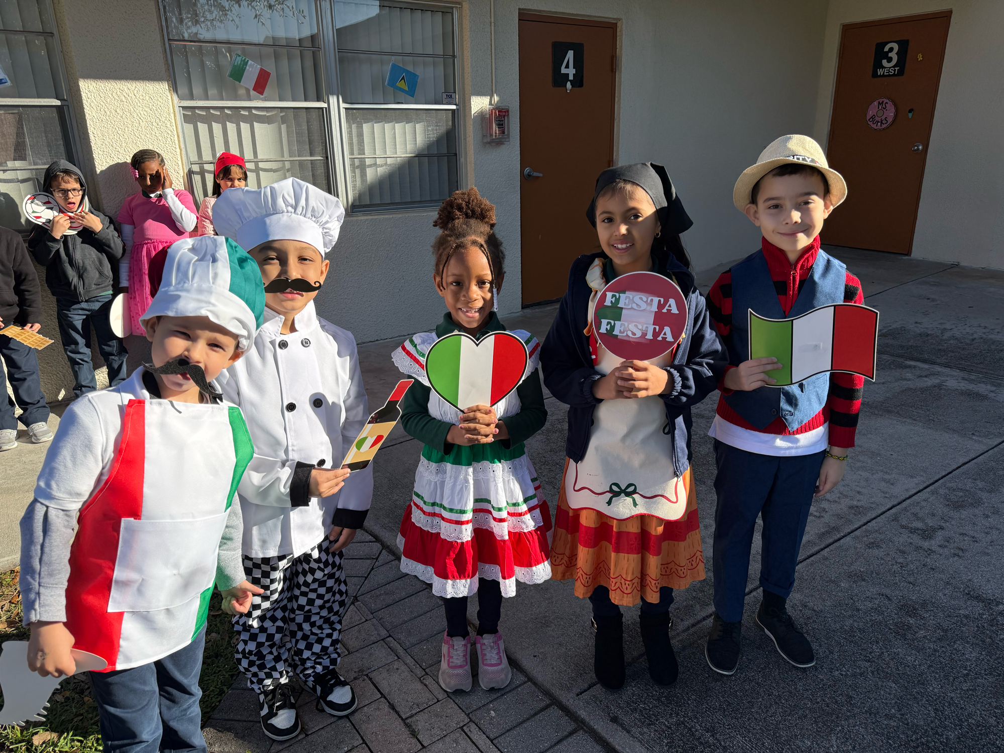 International Day, 1st grade students showcasing Italy