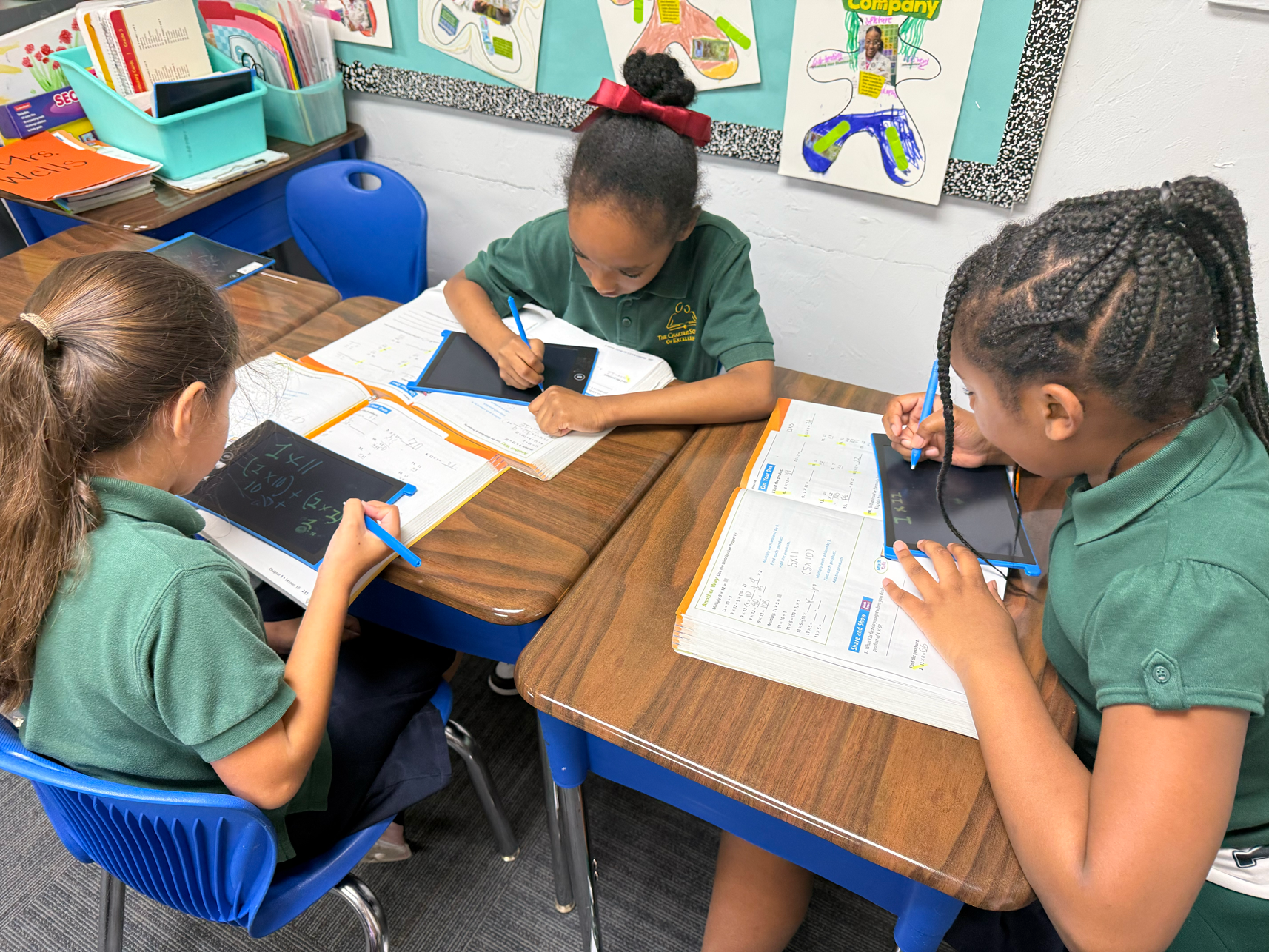 3rd Grade students working out math problems