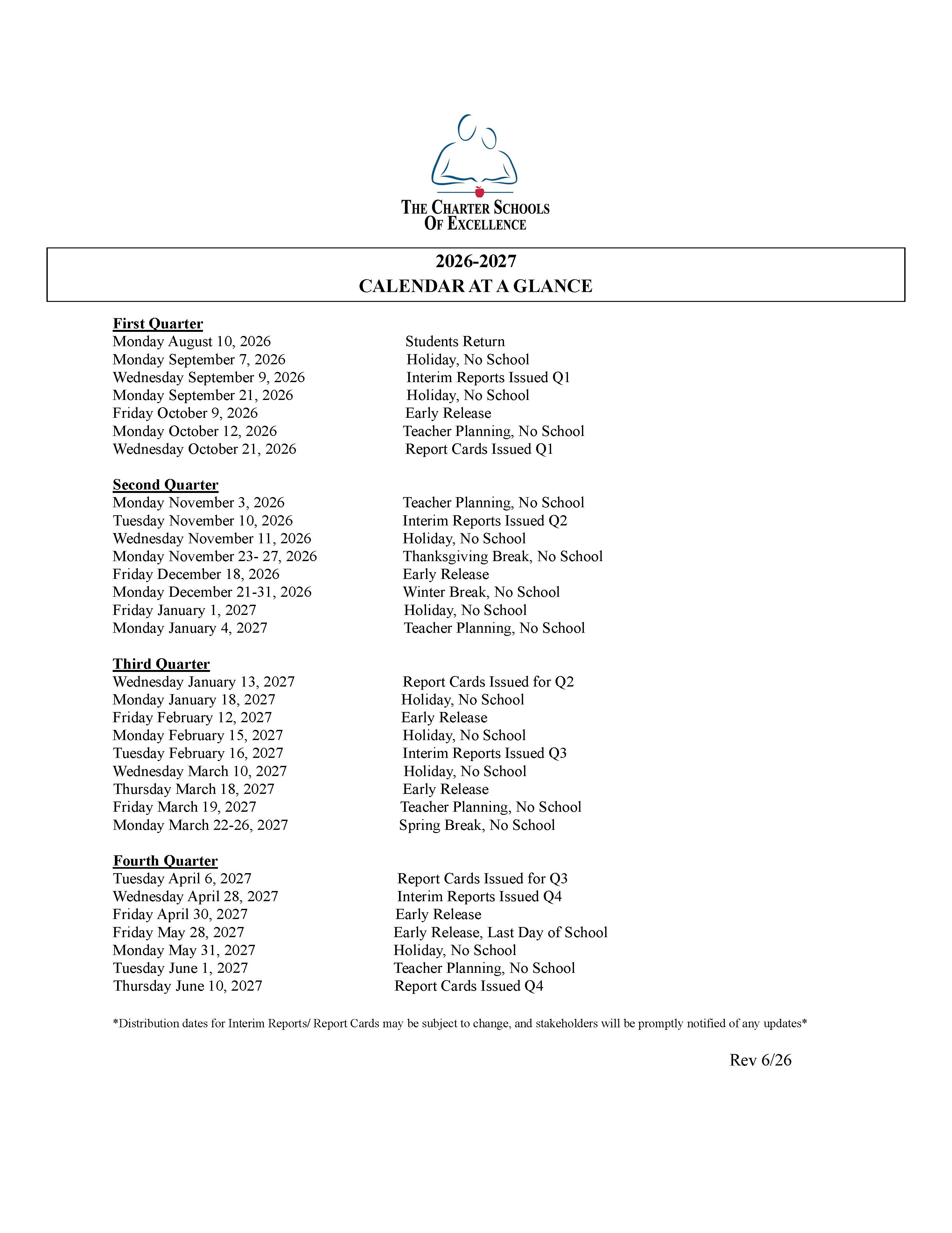 CSE calendar