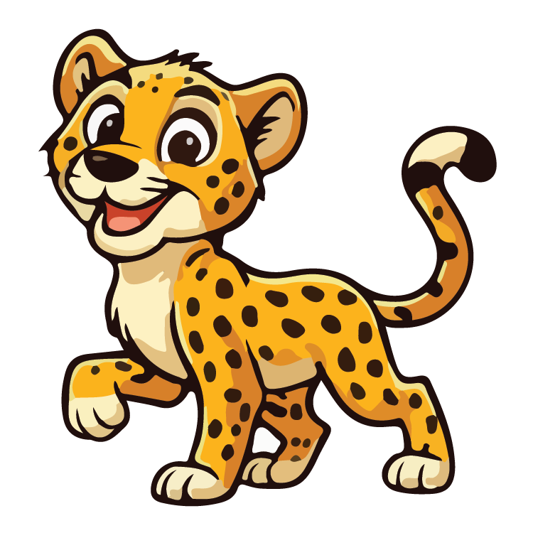 cartoon illustration of a cheetah cub