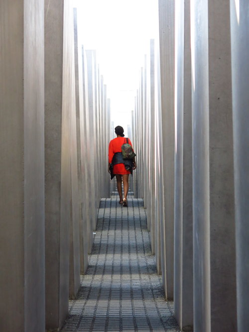 IDSVA student at the Holocaust Memorial. Photo by Gabriel Reed