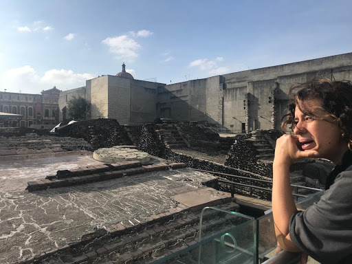 Sandra Stephens at the ruins of Museo del Templo Mayor , June 2018. Photo by Jeca Rodríguez-Colón
