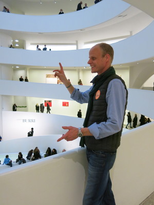 Professor Yates determining up from down. Photo by Gabriel Reed