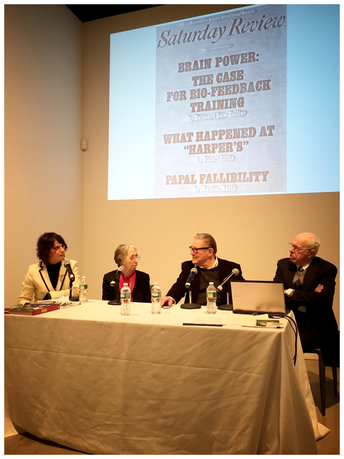 From left to right: Taliesin Thomas, Julie Martin, Robert Whitman and Ted Coons, Pace Gallery, January 2015.