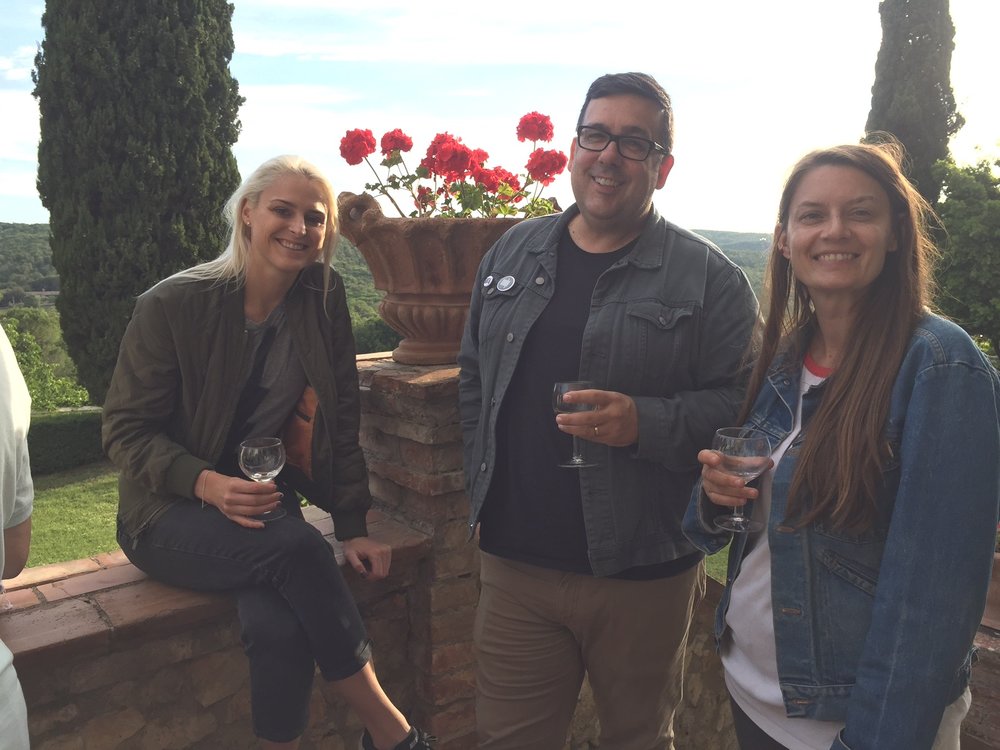 From L to R: Wren Miller, Jason Hoelscher, and Jessica Crocker. Spannocchia 2018. Photo by Simonetta Moro