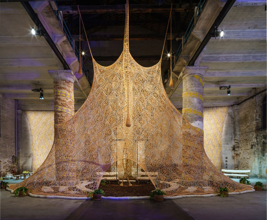 "Um Sagrado Lugar (A Sacred Place)" by Ernesto Neto, 2017 Photo Credit: Andrea Avezzù