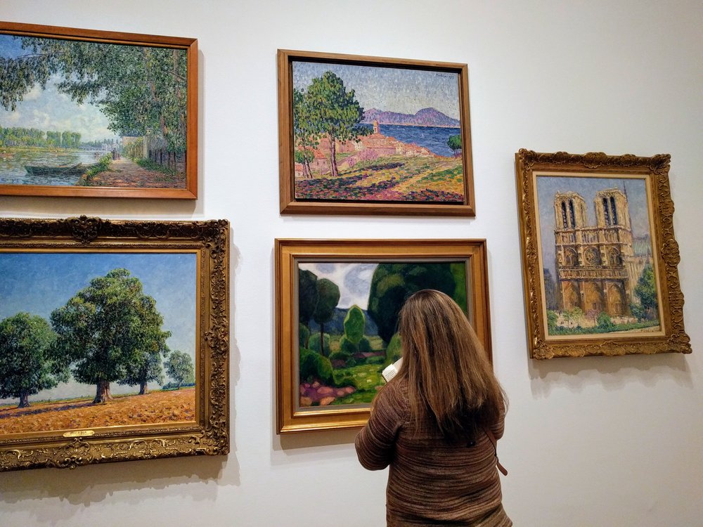 IDSVA student Lisa Williamson studying some of Picabia's earlier works, New York Residency, 2017. Photo by Jonathan Morgan