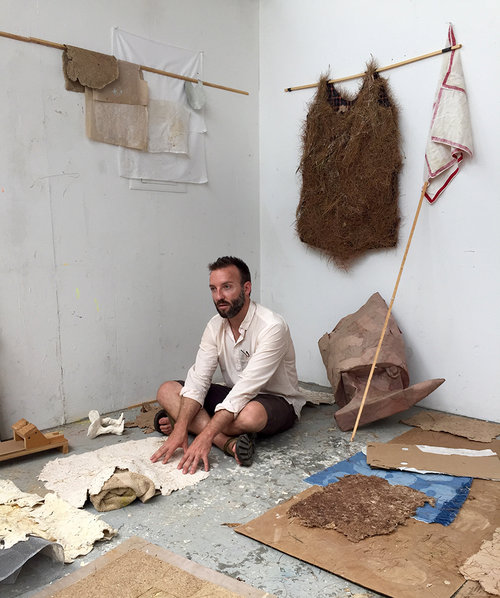 IDSVA student, Gabriel Reed, Skowhegan studio visit. Photo by Jennifer Rissler.