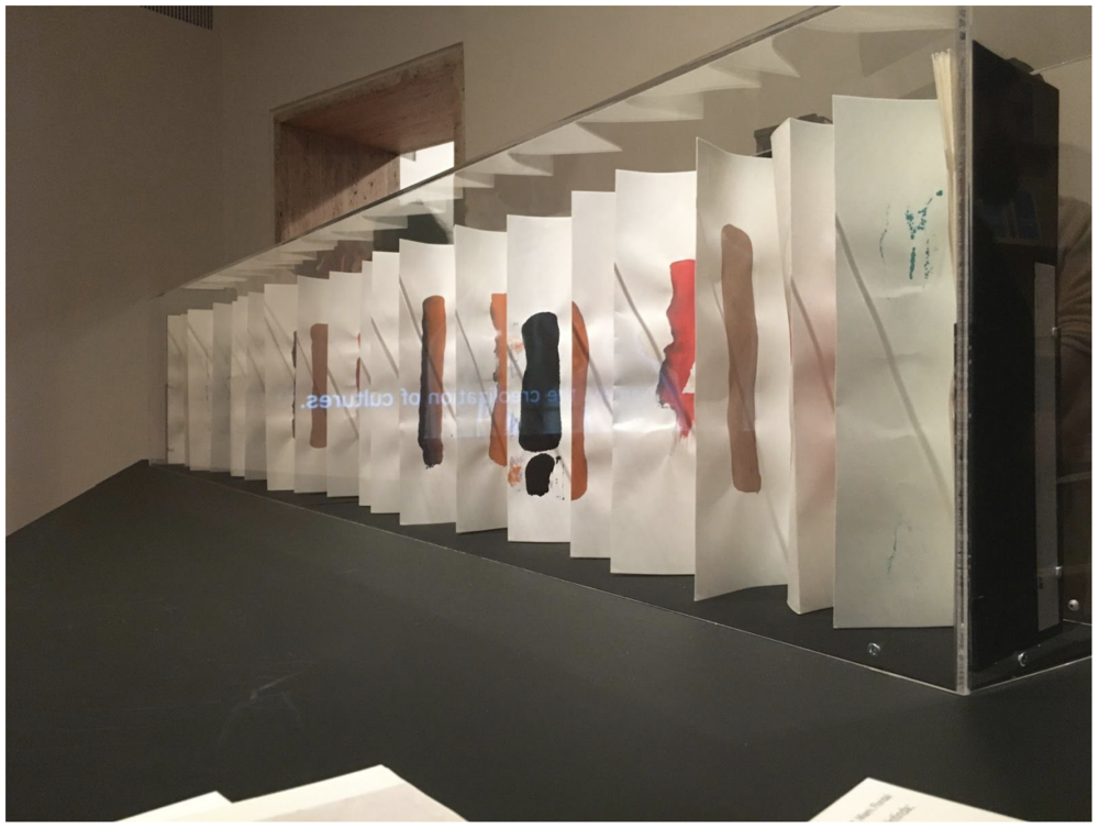 Fig. 1. Etel Adnan, Hommage a Edouard Glissant, 2014. Paper, 13x43/4x3/4 inches (33x12x2 cm). Private collection. Photo by: Cj Stephens.