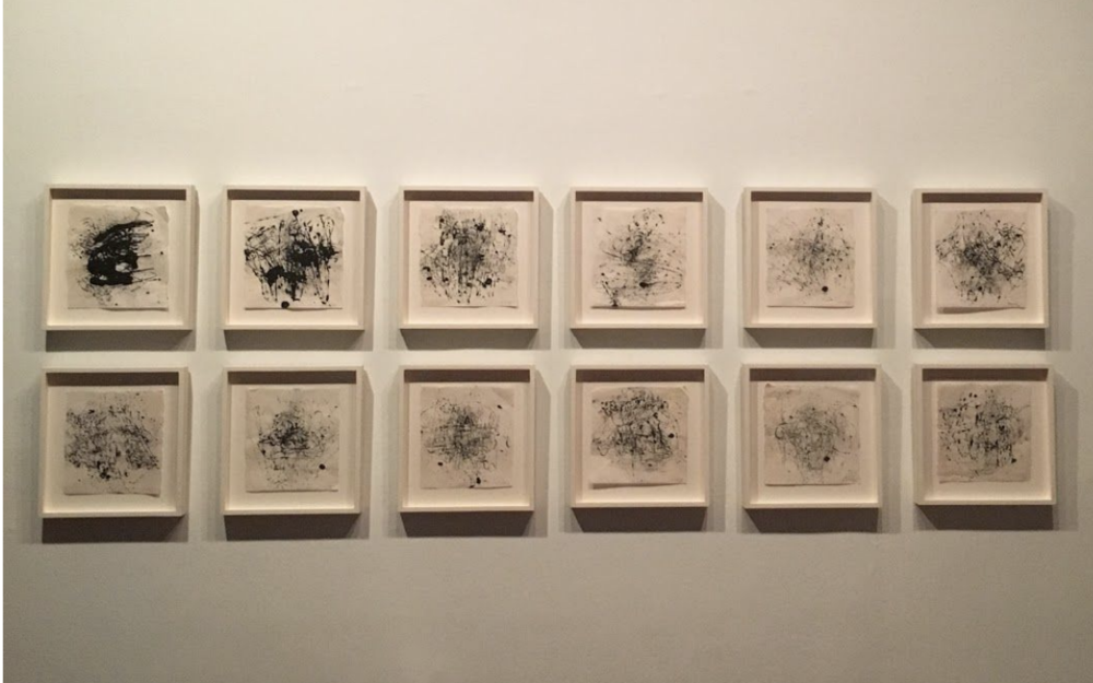 Fig. 3.Jack Whitten, Study for Atopolis , 2014. Acrylic and Sumi ink on rice paper, 12 parts, overall dimensions variable. Photo by: Cj Stephens.