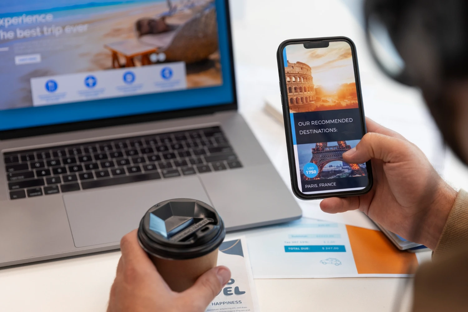 Mobile and desktop mockups of an SEO-optimized service website