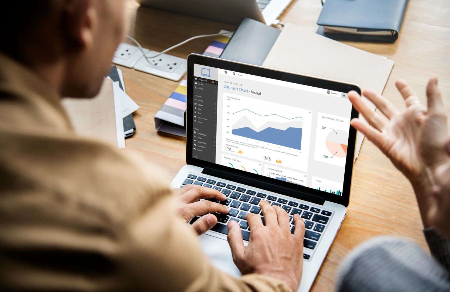 Analytics dashboard showing improved reach and clicks from managed social content