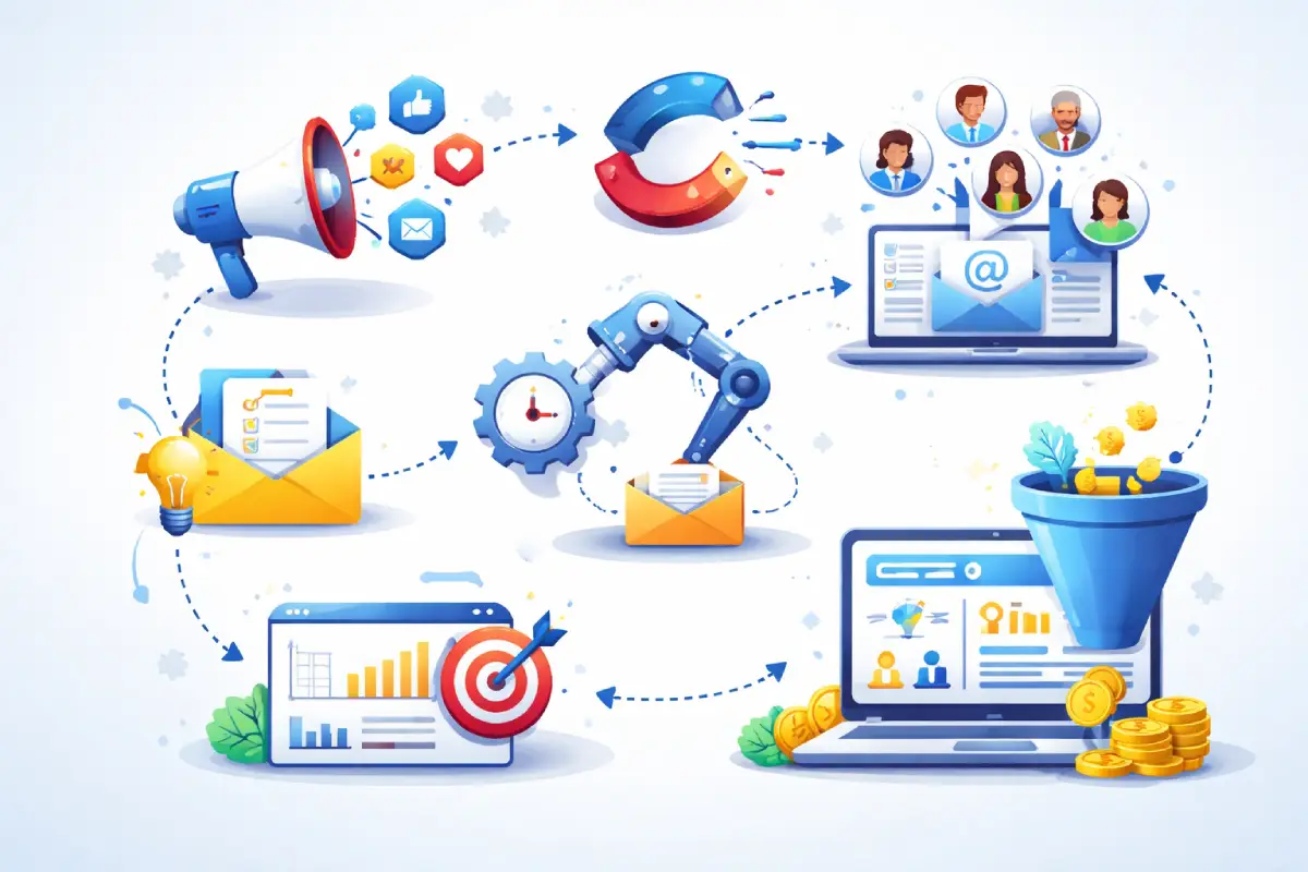 marketing automation and lead generation workflow diagram
