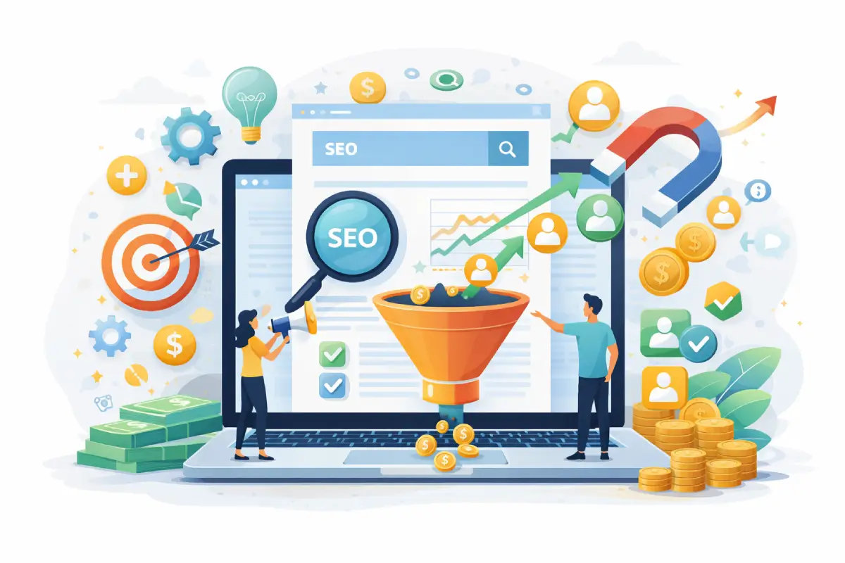 SEO service page driving organic leads and conversions