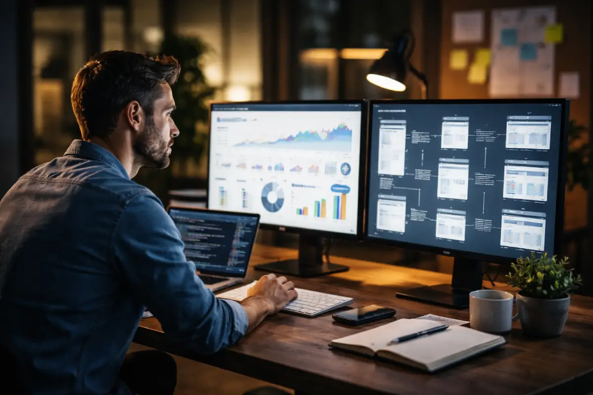 developer reviewing website performance and structure