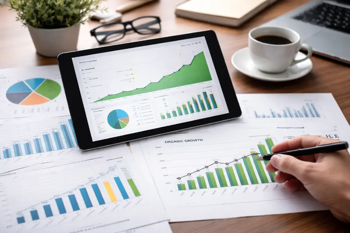 content performance review showing organic growth