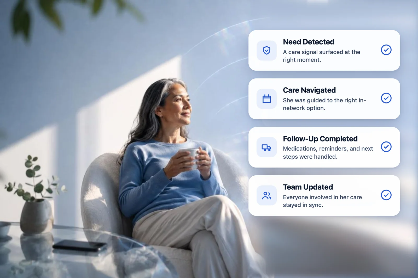 Patient at home with Interactly care notifications