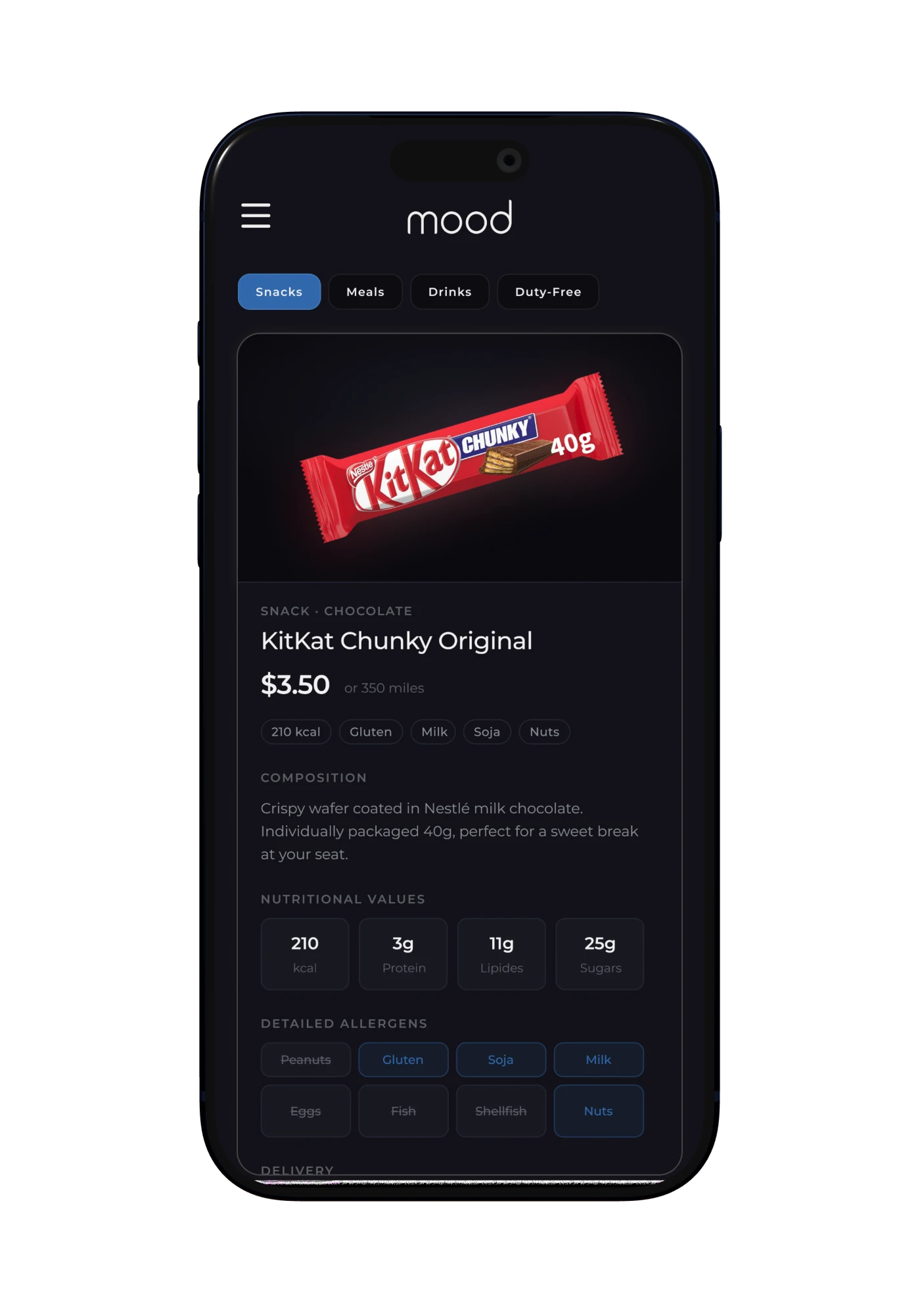 Moment retail platform interface for onboard passenger shopping and ancillary revenues.