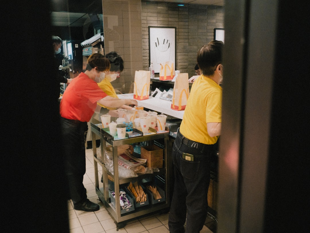 restaurant staff working in a busy kitchen